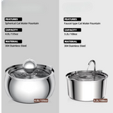 304 Stainless Steel Pet Water Fountain 4L/135 Oz with Faucet Silent Filter Automatic Dog Water Fountain Live Water Circulation